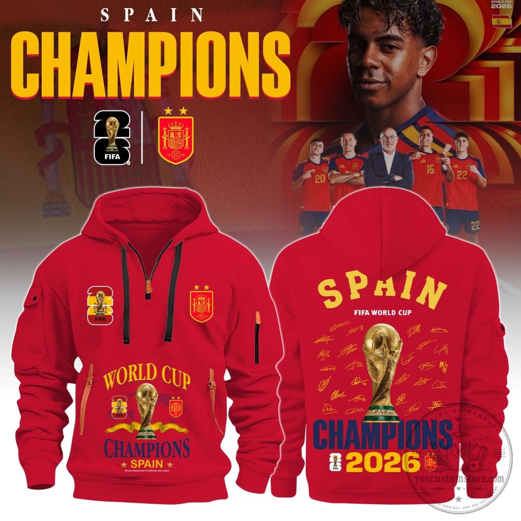 Spain FIFA World Cup 2026 Champions Commemorative Red Hoodie Spain FIFA World Cup 2026 Champions Commemorative Red Hoodie