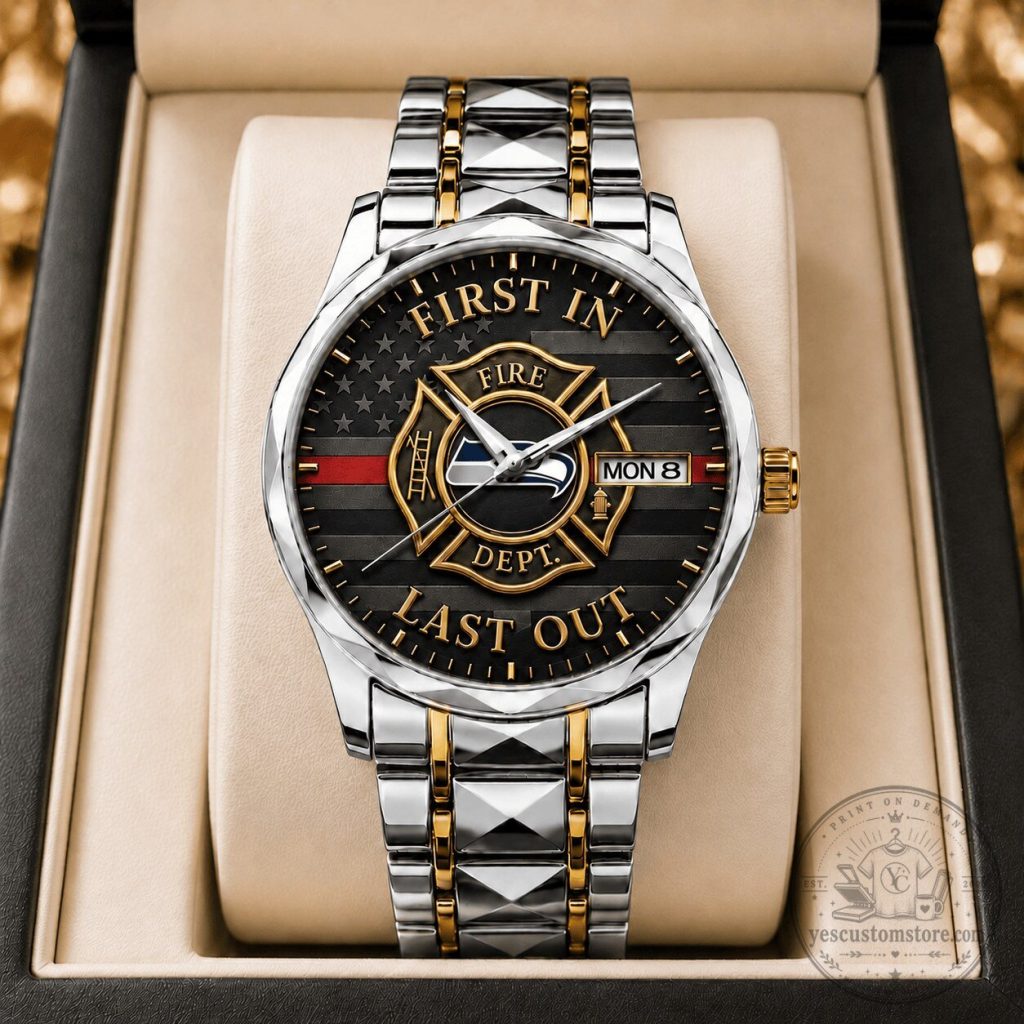 Seattle Seahawks Fire Department First In Last Out Stainless Steel Watch Seattle Seahawks Fire Department First In Last Out Stainless Steel Watch