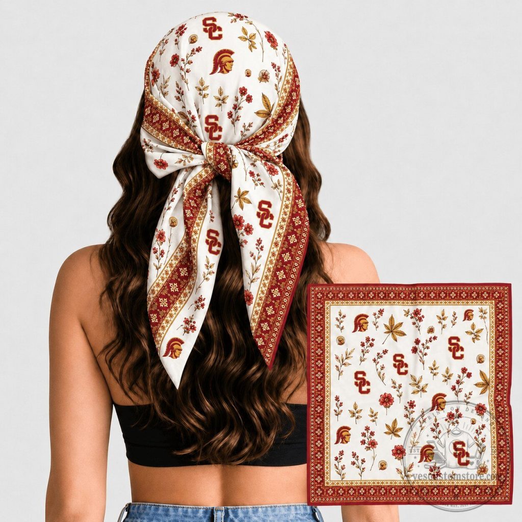 University of Southern California Trojans Floral Pattern Bandana Scarf University of Southern California Trojans Floral Pattern Bandana Scarf