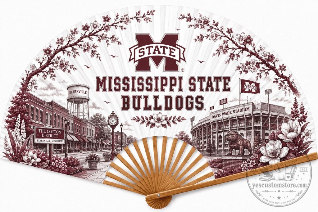 Mississippi State Bulldogs Starkville Davis Wade Stadium Folding Hand Fan Mississippi State Bulldogs Starkville Davis Wade Stadium Folding Hand Fan
