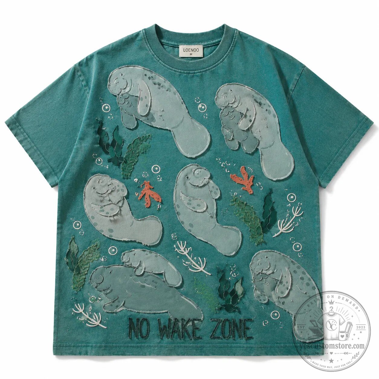 Manatee No Wake Zone Ocean Life Aquatic Animal Graphic T-Shirt 1 Manatee No Wake Zone Ocean Life Aquatic Animal Graphic T-Shirt
