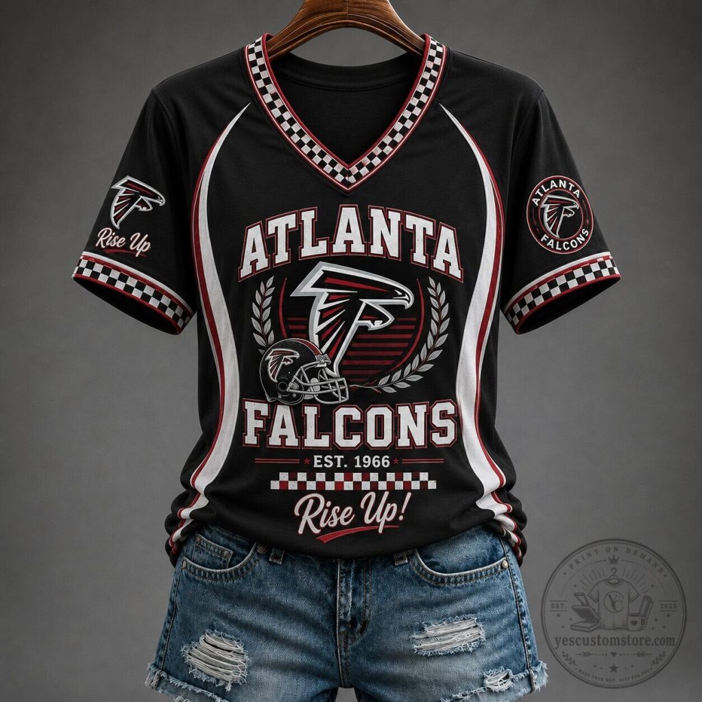 Atlanta Falcons Rise Up Spirit V-Neck Football Jersey Atlanta Falcons Rise Up Spirit V-Neck Football Jersey