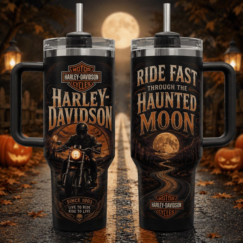 Harley-Davidson Haunted Moon Rider Motorcycle Halloween Tumbler with Handle Harley-Davidson Haunted Moon Rider Motorcycle Halloween Tumbler with Handle