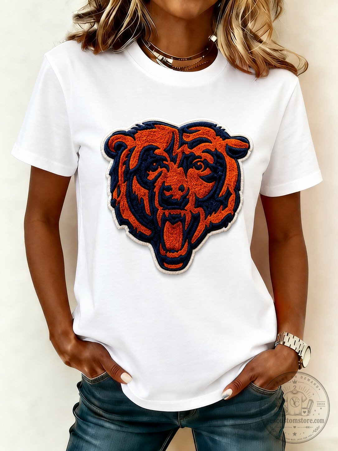 Casual Short Sleeve Crew Neck Tee with Embroidered Bear Logo – Women's Graphic Cotton-Blend T-Shirt 1 Casual Short Sleeve Crew Neck Tee with Embroidered Bear Logo – Women's Graphic Cotton-Blend T-Shirt