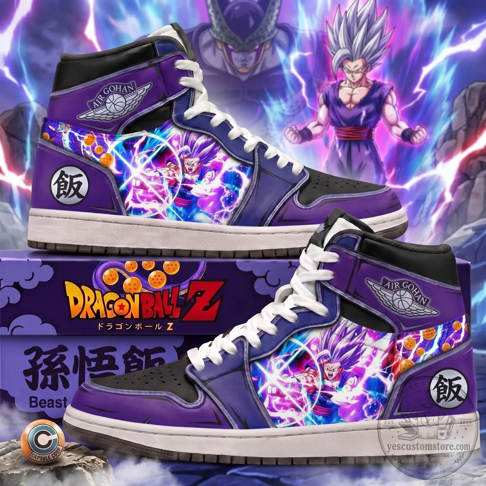 Dragon Ball Z Super Saiyan 2 Gohan Anime High Top Sneakers 9 Dragon Ball Z Super Saiyan 2 Gohan Anime High Top Sneakers