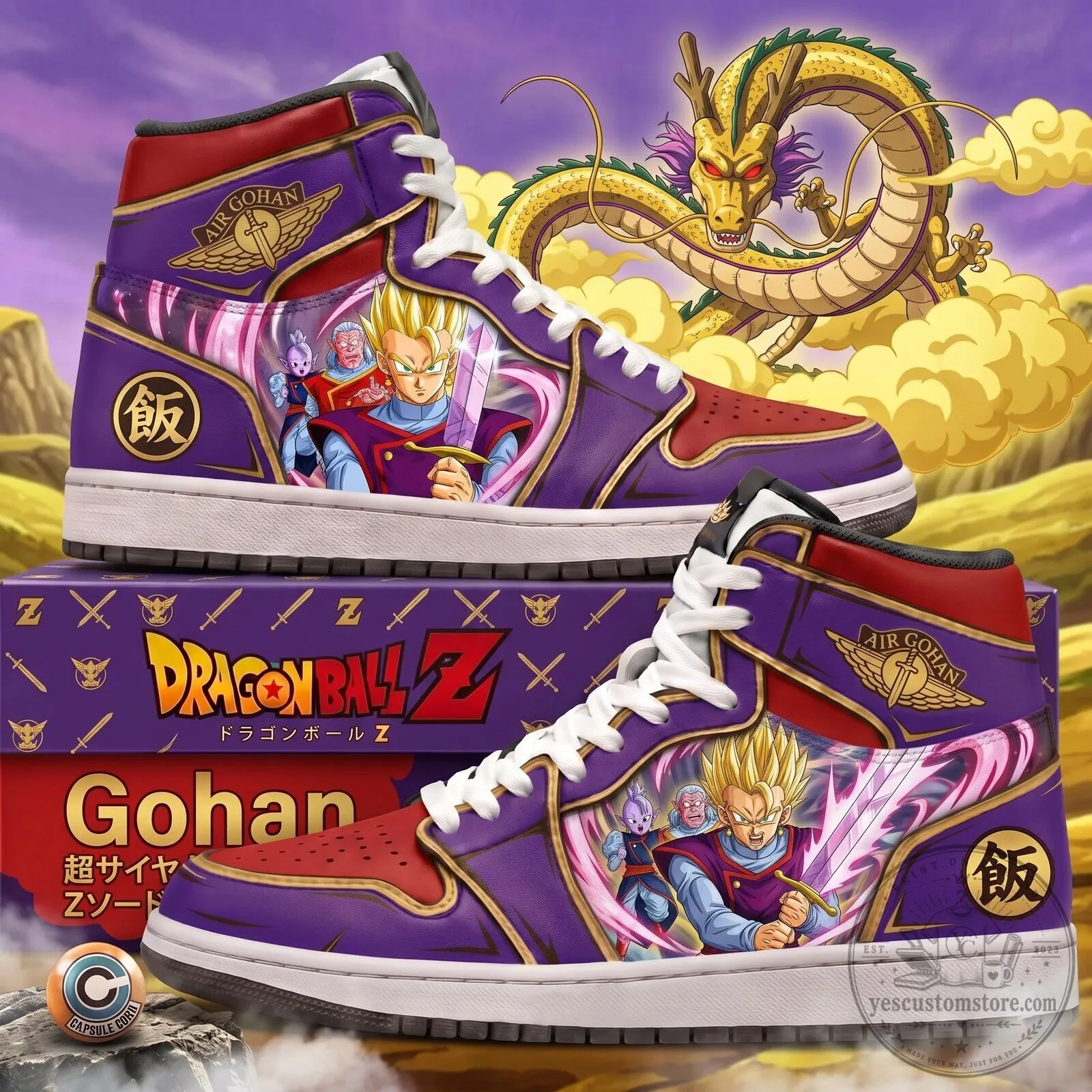 Dragon Ball Z Super Saiyan 2 Gohan Anime High Top Sneakers 11 Dragon Ball Z Super Saiyan 2 Gohan Anime High Top Sneakers