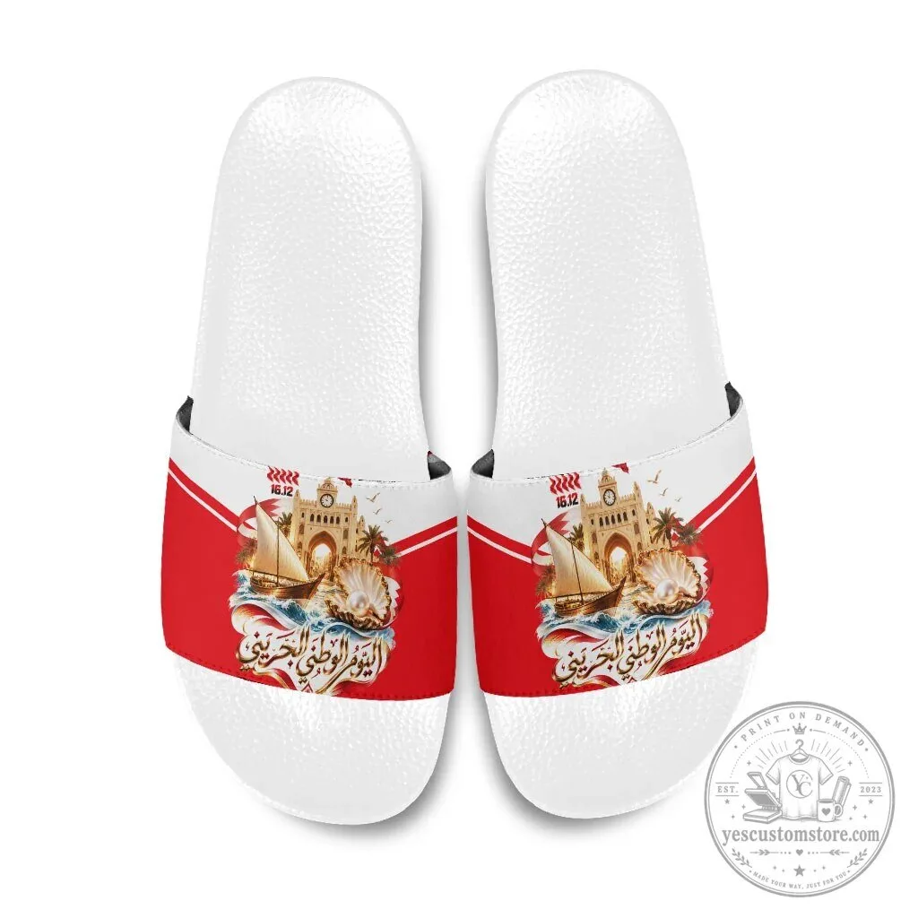 Bahrain National Day Flag Emblem Vintage Collage Slide Sandals 10 Bahrain National Day Flag Emblem Vintage Collage Slide Sandals