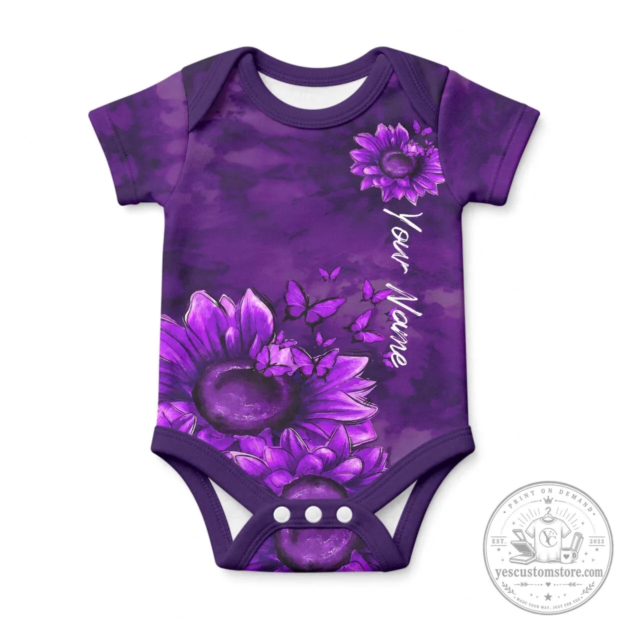 Personalized Domestic Violence Awareness Purple Sunflower Baby Bodysuit 5 Personalized Domestic Violence Awareness Purple Sunflower Baby Bodysuit