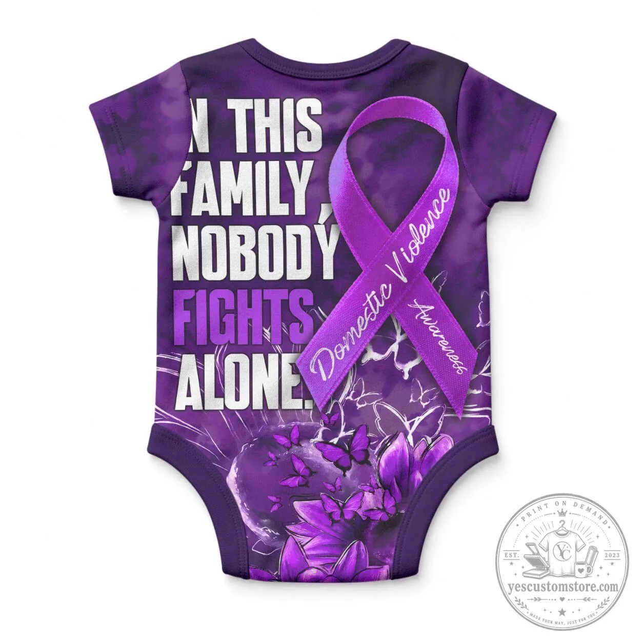 Personalized Domestic Violence Awareness Purple Sunflower Baby Bodysuit 7 Personalized Domestic Violence Awareness Purple Sunflower Baby Bodysuit
